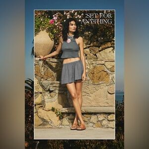 Free People Gray Skirt Set